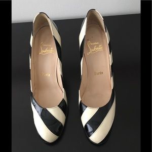 Christian Louboutin - Black & Cream Patent Leather
